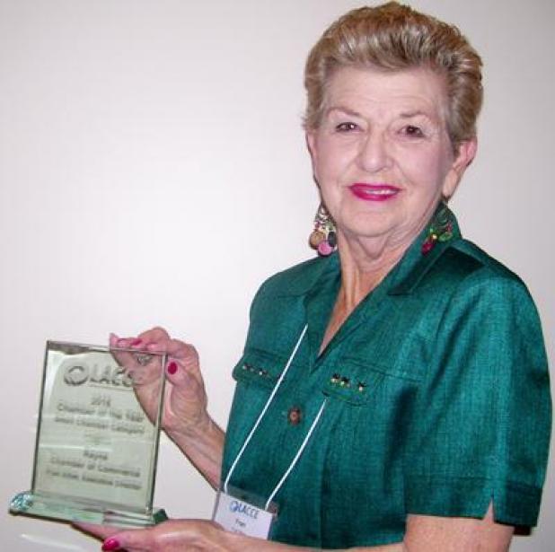 chamber honored: Fran Bihm, executive director of the Rayne Chamber of Commerce and Agriculture, holds the “Small Chamber of the Year” award presented to the Rayne Chamber during the recent Louisiana Chambers of Commerce Executives conference in Metairie.